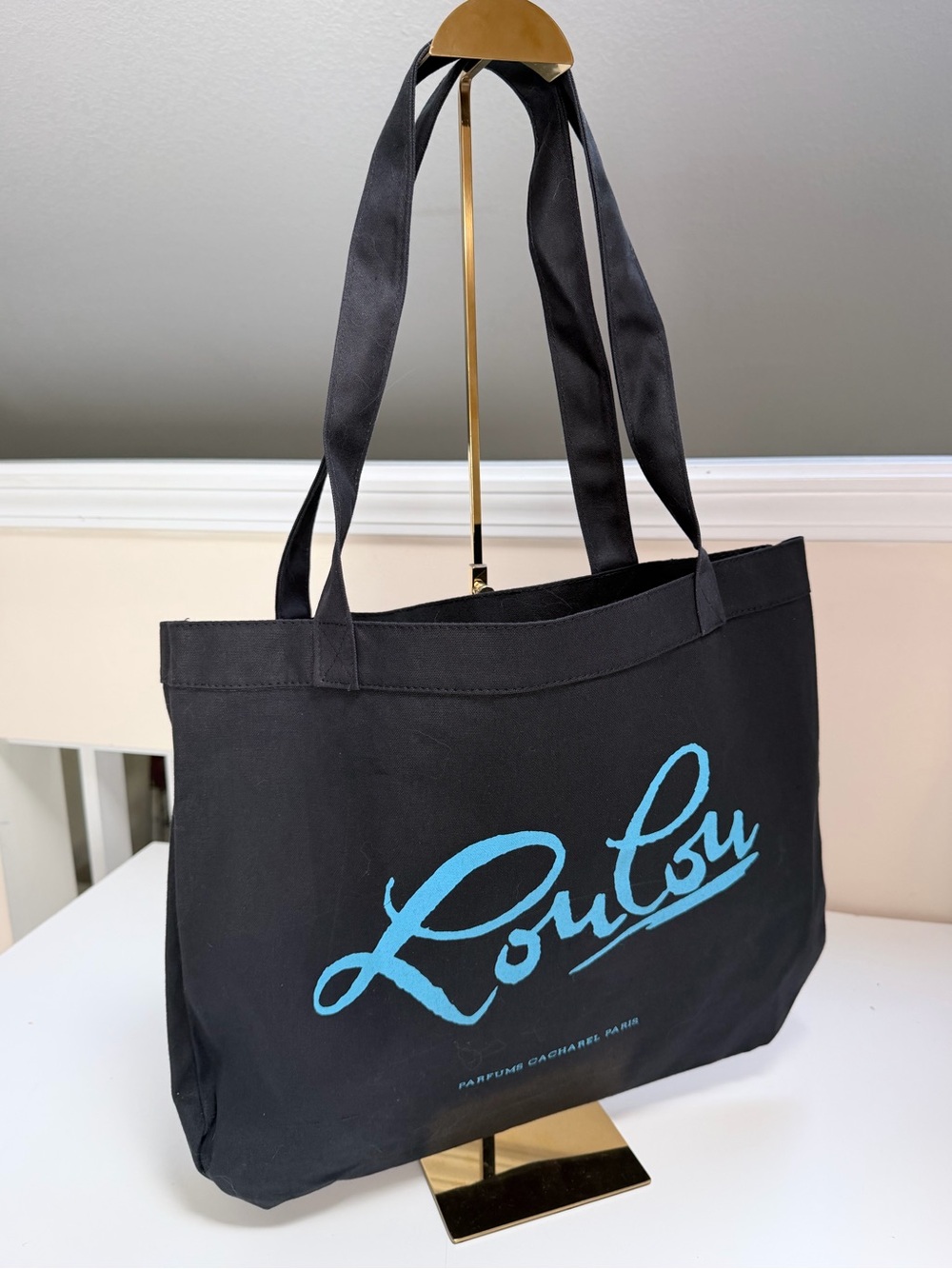 Loulou by Cacharel Paris Parfums GWP Black Canvas Tote Bag Double-Sided Logo